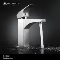 INOXBATHモダンデザインシンクバスルームウォータータップステンレススチール304ブラッシュドハンドウォッシュミキサー洗面器蛇口
