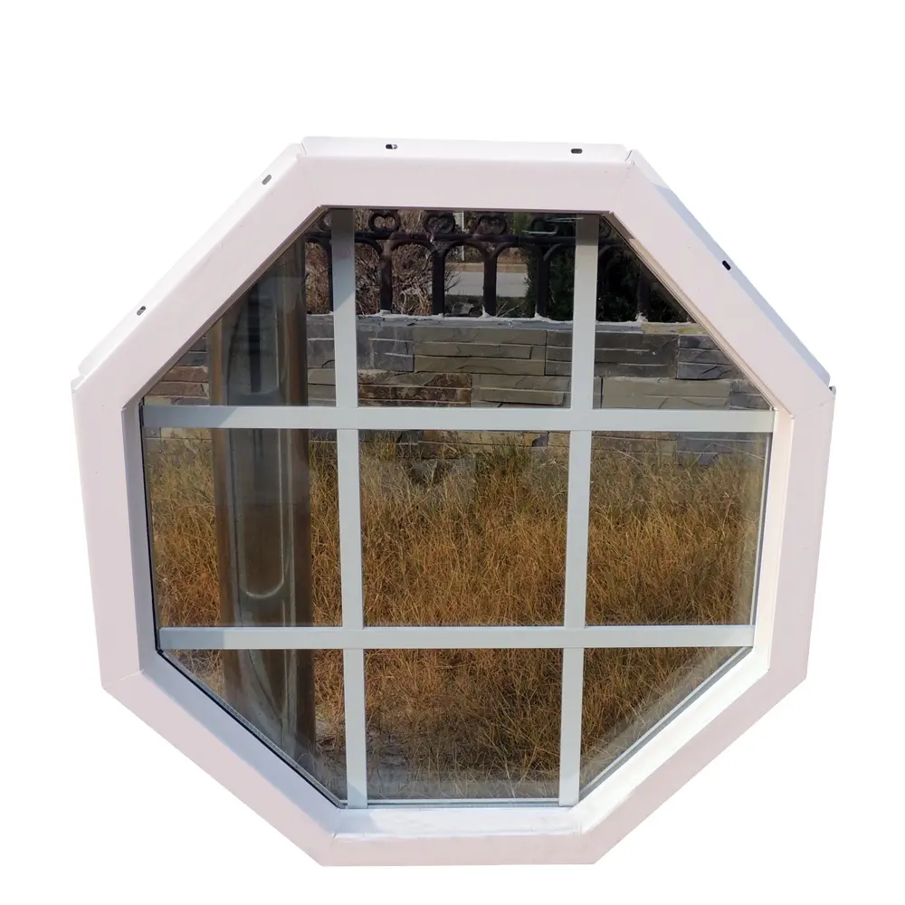 Hotian Fenêtres UPVC à double vitrage de conception simple Fenêtres fixes en PVC avec grille intérieure pour la maison