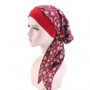 Turbantes de Seda Vintage para Mujer, Gorro con Banda Elástica Ancha, Gorro Multifuncional con Estampado, Gorro para Quimioterapia - Product Image 3