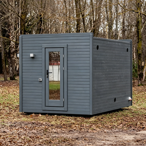 Sauna carré extérieur durable pour 4 personnes, cabine de bien-être en bois massif imperméable pour villa, jardin, <span class=keywords><strong>spa</strong></span>, complexe hôtelier - Product Image 1