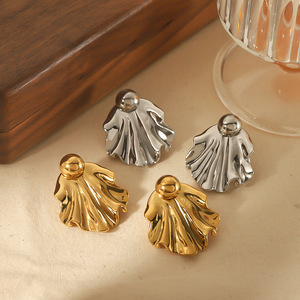 Stainless Steel <b>Stud</b> Earrings Fan Shape Gold <b>Silver</b> Color Fashion Jewelry For Women TE6590 - Product Image 1