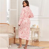 Peignoir de Spa Chaud en Polyester pour Famille, Pyjama Thermique Uni en Flanelle pour les Fêtes, Taille 3XL