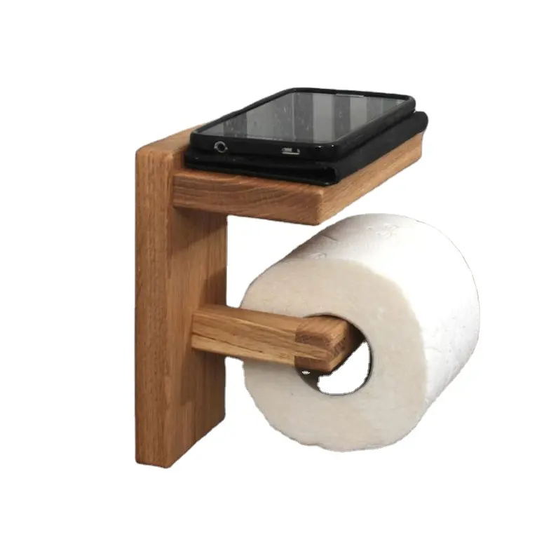 Деревянный держатель для туалетной бумаги с деревянной полкой, держатель для туалетной бумаги, деревянный домашний декор