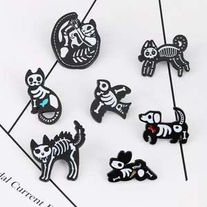 Oferta Especial: Pin de Metal de Dinosaurio de Dibujos Animados, Pin de Solapa de Aleación de Zinc Negra Esmaltada con Diseño Divertido y Creativo de Animales, Pin de Solapa de Gato, Artesanía Metálica para Regalos - Product Image 1
