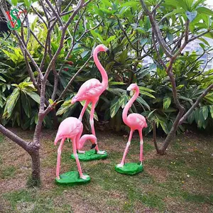 Fibre de verre flamants roses résine Fiber Animal modèle personnalisation scénique Spot Statue décorative dessin animé Animal Figurine