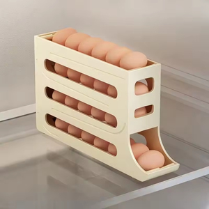 Boîte de rangement d'œufs <span class=keywords><strong>coulissante</strong></span> 2026 pour <span class=keywords><strong>porte</strong></span> latérale de réfrigérateur, qualité alimentaire, support à œufs à roulement automatique, livraison directe - Product Image 2