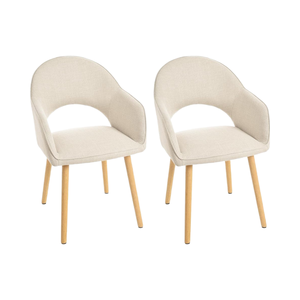 Juego de 2 Sillas de Comedor Tapizadas en Beige Goeurvant con Patas de Madera y Reposabrazos para <span class=keywords><strong>Cocina</strong></span>, Comedor y Sala de Estar - Product Image 1