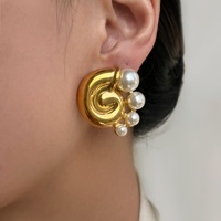 2024 Dazan nouvel été 18k plaqué or hypoallergénique en acier inoxydable Vintage escargot Super brillant griffe boucles d'oreilles danseur bijoux