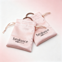 Pochette en satin avec cordon de serrage personnalisée avec logo pour bijoux, cosmétiques, emballage cadeau, sac à bijoux en satin de soie de luxe