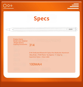 ปากกาสไตลัสไร้สายอัจฉริยะ รุ่น 314A สำหรับ iPad Pro Air Mini 2018 2026 ป้องกันการสัมผัสโดยฝ่ามือ รองรับการเอียง iOS 12 ขึ้นไป ใช้สำหรับวาดภาพ  แบบสัมผัส - Product Image 3