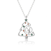 Elk arbre de Noël 925 argent Sterling unisexe clavicule haute qualité Zircon Vintage lien transfrontalier Ins vent perle charme femme