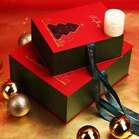 Boîtes de Noël en forme de rabat, emballages cadeaux de Noël avec poignée en satin, boîtes cadeaux de Noël