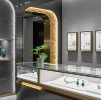 Vitrine de présentation de bijoux en verre sur mesure, design de kiosque de centre commercial tendance pour diamants, comptoir de bijouterie de luxe en marbre