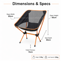 Chaise de camping pliable compacte, chaise lune légère en aluminium, siège portable d'extérieur pour la pêche, le pique-nique, le jardin, le barbecue
