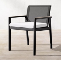 Chaise de salle à manger en alliage d'aluminium avec dossier en maille pour balcon de villa extérieure, ensemble table et chaises de jardin