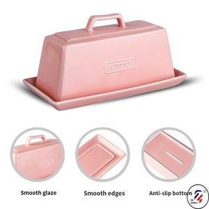 Beurrier <span class=keywords><strong>rectangulaire</strong></span> en <span class=keywords><strong>porcelaine</strong></span> céramique multicolore Offres Spéciales avec couvercle Beurre en liège - Product Image 5