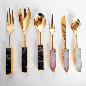 Rose, Améthyste, Cristal-Cuillère, Fourchette et Couteaux - Product Image 1