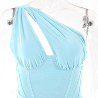 Mini robe décontractée vert fluo Robes moulantes froncées dos nu avec découpe sur le devant Rassemblements du week-end Robes de soirée d'été