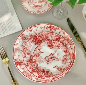 Wholesale Porcelain Designer Dinner Plate Luxury Bone China Dinner Plates Dinnerware <b>Set</b> for Dinner - Product Image 3