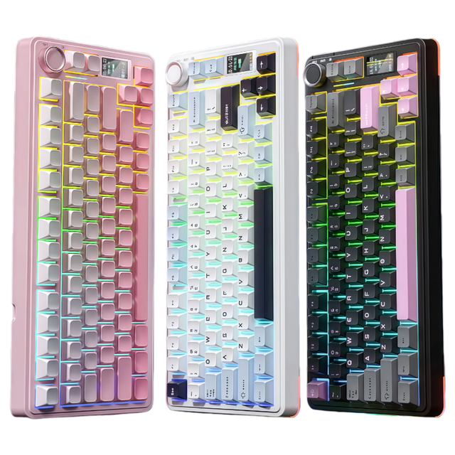 S75 Pro Tri-Mode Wired 2.4G BT Wireless Mechanical Keyboard Customizable Gasket Structure Hot-Swappable Keyboard