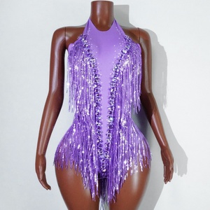 Mono blanco con flecos para baile <span class=keywords><strong>latino</strong></span>, traje sexy de discoteca para <span class=keywords><strong>DJ</strong></span>, traje de actuación para mujer, ajustado para escenario con efecto levanta caderas - Product Image 2