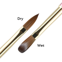 Pinceau à ongles en poils de Kolinsky avec manche en métal rose, vente en gros, étiquette personnalisée, lot de 3 pinceaux à gel pour ongles pour salon de manucure