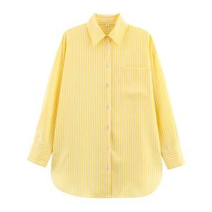 PB & ZA <span class=keywords><strong>donna</strong></span> 2025 estate camicette a strisce gialle moda Chic Vintage a maniche lunghe camicie femminili Blusas Chic top - Product Image 1