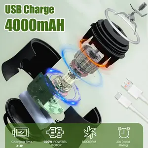 <span class=keywords><strong>Mixeur</strong></span> centrifuge puissant USB 4000 mAh, batterie multi-usage, portable pour l'extérieur, pour <span class=keywords><strong>fruits</strong></span> frais, smoothies, 18000 tr/min, en acier inoxydable - Product Image 2
