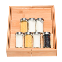 Étagère à épices extensible à 3 niveaux, tiroir en bambou, organisateur de couverts pour armoire de cuisine
