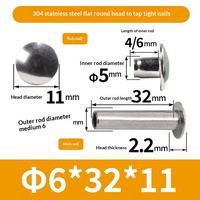 Rivet femelle à tête plate ronde en acier inoxydable 304, clou femelle, clou Liu, clou de reliure, clou à frapper, clou à sertir.