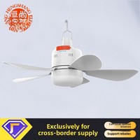 Ventilateur de plafond avec lumière AGI32, portable, silencieux, rechargeable, en ABS, pour camping extérieur et tente de dortoir