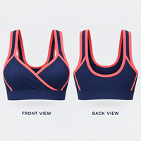 Soutien-gorge de sport personnalisé pour femme à double bretelle avec passepoil contrastant, maintien moyen, séchage rapide, pour le yoga, le fitness et l'entraînement