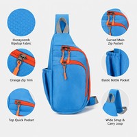 Sac de poitrine unisexe pour le sport et le cyclisme en plein air, personnalisé, en nylon, antivol, grande capacité, fermeture éclair imperméable