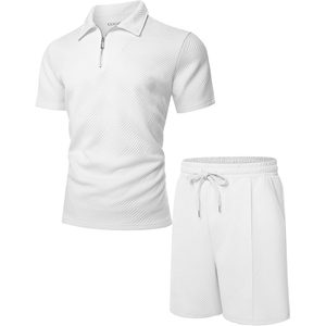 Conjunto de pantalones cortos de verano para hombre, 2 piezas, de algodón tejido, transpirable, para golf y ropa informal. - Product Image 5