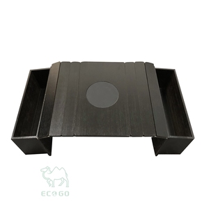 Table d'appoint pliable moderne en bambou laqué noir pour canapé, design antidérapant pour collations et boissons - Product Image 3