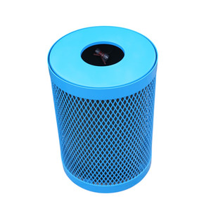 Contenedor de Basura Redondo de Malla Metálica para Exteriores, Cubo de Basura para Jardín, Calle, Reciclaje, Basurero Público Comercial de Acero - Product Image 1