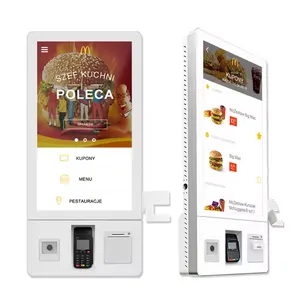 Papan menu digital pemasangan dinding dalam ruangan layar sentuh restoran Stan pembayaran pemesanan layanan mandiri android wifi
