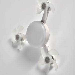 <b>Ceiling</b> Mounted Led Fan <b>Light</b> With <b>Remote</b> <b>Control</b> Dc Motor Plastic Body Flush Mount 3 Head Design - Product Image 1