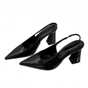 2026 Spring Summer French Pointed Toe Slingback <b>Block</b> Heel Sandals White Matching Skirt Women Daily Dress Shoes - Product Image 5