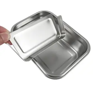 方形500毫升不锈钢午餐盒儿童金属蒂芬午餐盒便当塑料食品存储容器