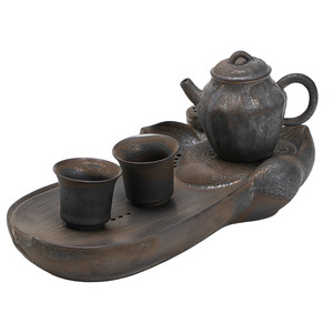 Juego de Té Chino Kung Fu, Tetera de Cerámica con Tapa, Dos Tazas, Bandeja de Té de Forma Irregular, Sin Plomo, para el Té de la Tarde, Condado de Dehua - Product Image 5