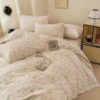 Parure de lit 4 pièces en Lyocell 100% pur, tissée, motif uni, garnissage en laine 300 fils, toutes saisons, personnalisable, motif végétal