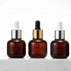 Mingsheng - Botella de Vidrio Ámbar de Lujo de 30 ml con Gotero, Mini Botella Vacía de 2 oz, Esmerilada, para Perfume, Suero, Aceite Capilar - Product Image 1
