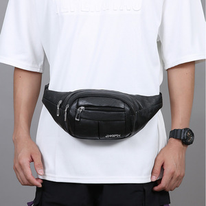 JINGPIN Men's Waist Bag Multi-Functional PU Fanny Pack Dark Brown Crossbody Bag For Outdoor Travel And Business Use - Product Image 2