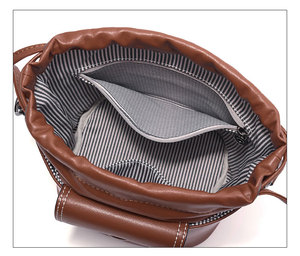 Borse a Secchiello in Vera Pelle con Coulisse per Donne, Borse a Tracolla e a Spalla in Pelle di Vacchetta Semplici e alla Moda - Product Image 4