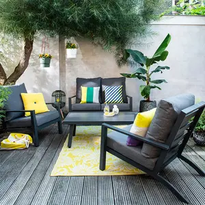 Nuevos y modernos juegos de conversación de aluminio para ocio con tela de fibra cortada, muebles de exterior, sofá, sofá para patio trasero, sofá de jardín