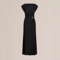 Robe longue décontractée en mousseline à col rabattu sans manches boutonnée pour femme – Robe d'été