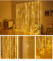 Guirlandes lumineuses LED en fil de cuivre 3*3 300 lumières, télécommande USB, IP44, blanc chaud 3000K, pour Halloween, Noël, chambre, balcon