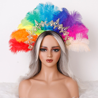 Serre-tête plumes arc-en-ciel colorées avec perles, personnalisable, vente en gros, pour carnaval, fête, déguisement, coiffe de fête
