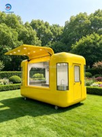 Remorque alimentaire mobile électrique à ailes rabattables en acier jaune, personnalisable en usine, kiosque créatif de restauration de rue pour usage hôtelier